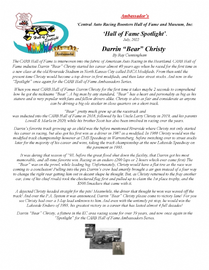 Hall of Fame Spotlight - Darrin 