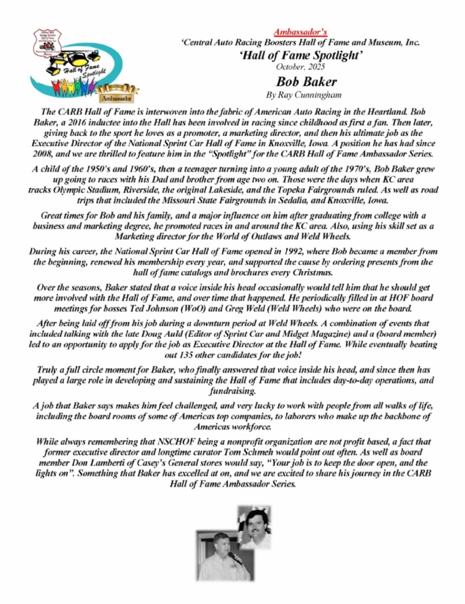 Hall of Fame Spotlight - Bob Baker