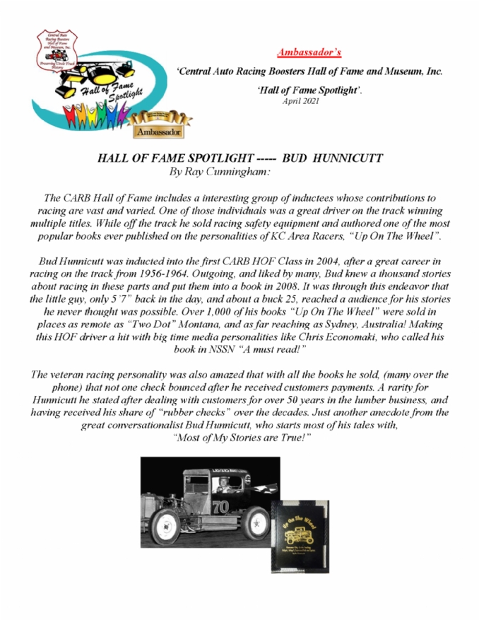 Hall of Fame Spotlight - Bud Hunnicutt