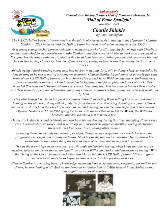 Hall of Fame Spotlight - Charlie Shinkle