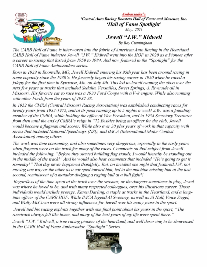 Hall of Fame Spotlight - Jewell Kidwell