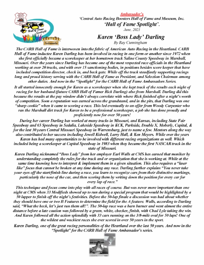 Hall of Fame Spotlight - Karen Darling