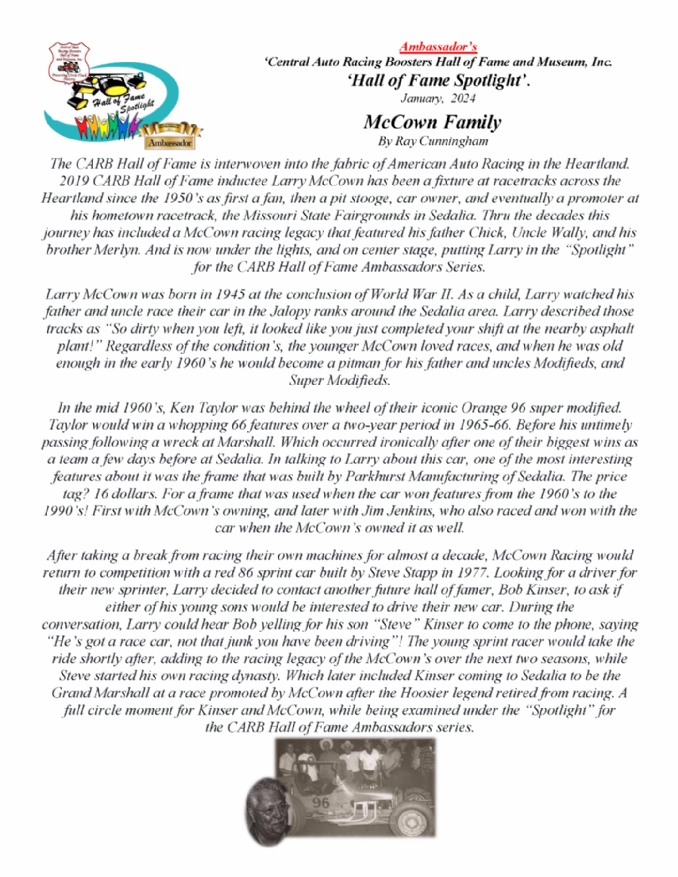 Hall of Fame Spotlight - McCown Family