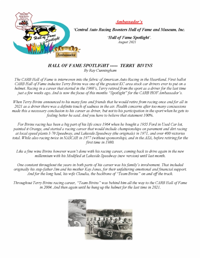 Hall of Fame Spotlight Terry Bivins